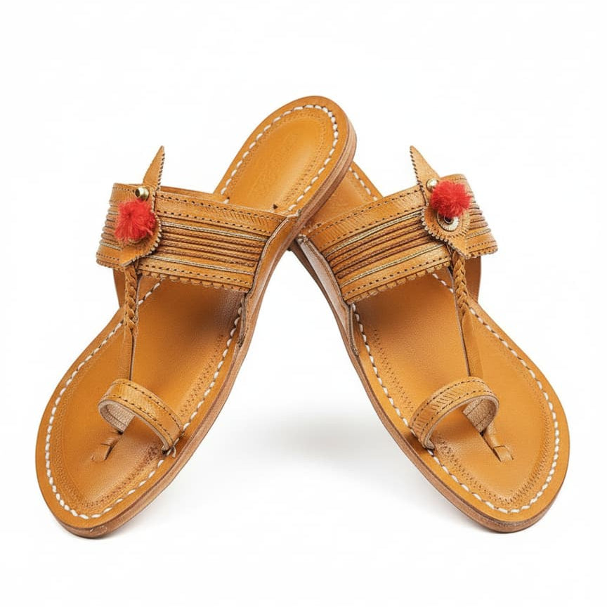 Korakari Jari Braids Kolhapuri Chappal for Men