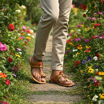 Korakari Jari Braids Kolhapuri Chappal for Men