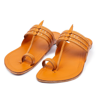 Korakari Yahoo Yellow Kolhapuri Chappal  for Men
