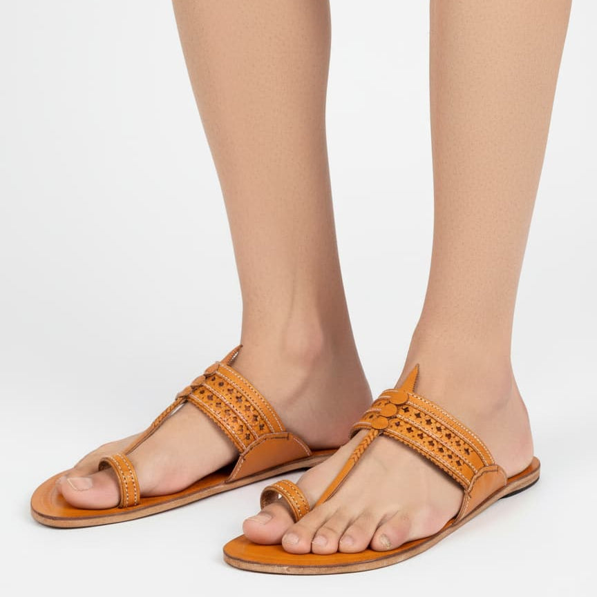 Korakari Yellow Kolhapuri Chappal  for Men