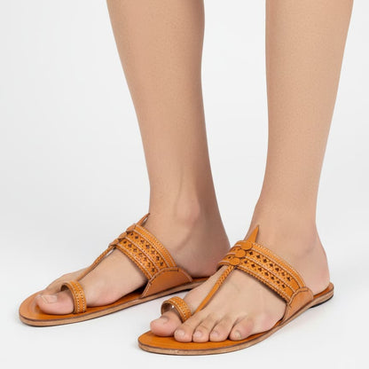 Korakari Yellow Kolhapuri Chappal  for Men