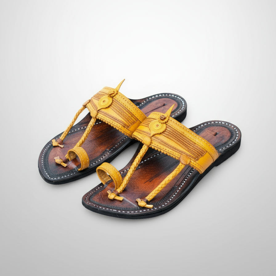 Double Contrast | Men | Leather Kolhapuri Chappal