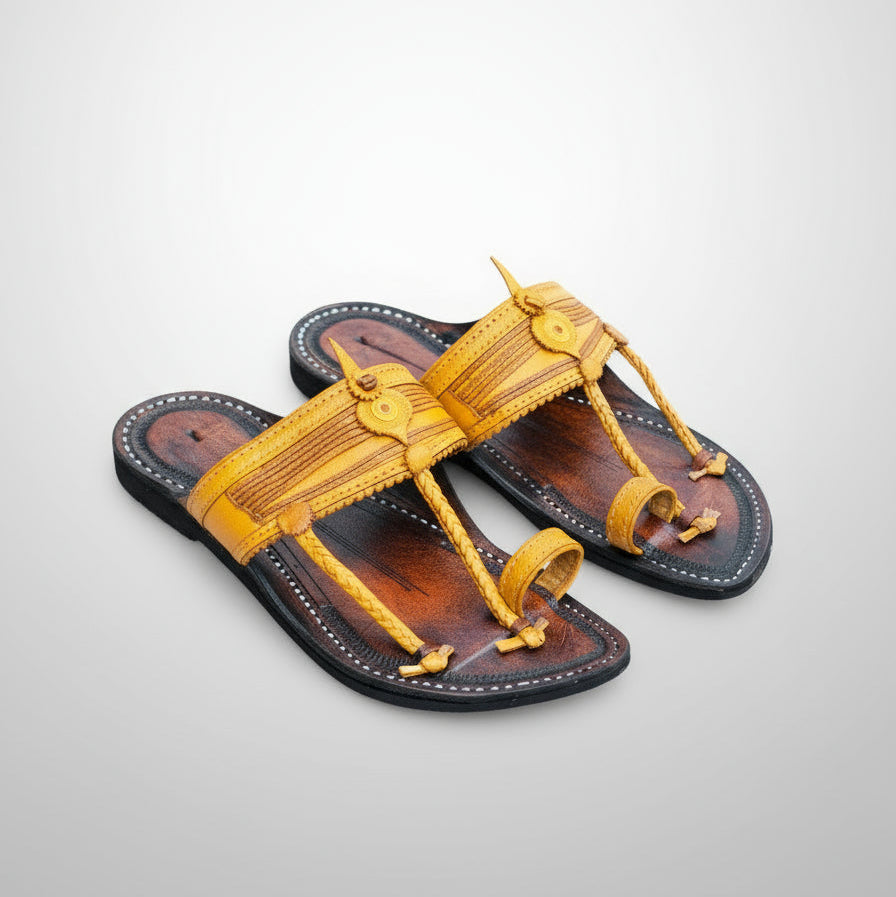 Double Contrast | Men | Leather Kolhapuri Chappal