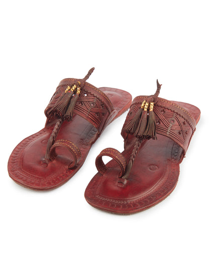Korakari The Burgandy Legacy Kolhapuri Chappal for Women
