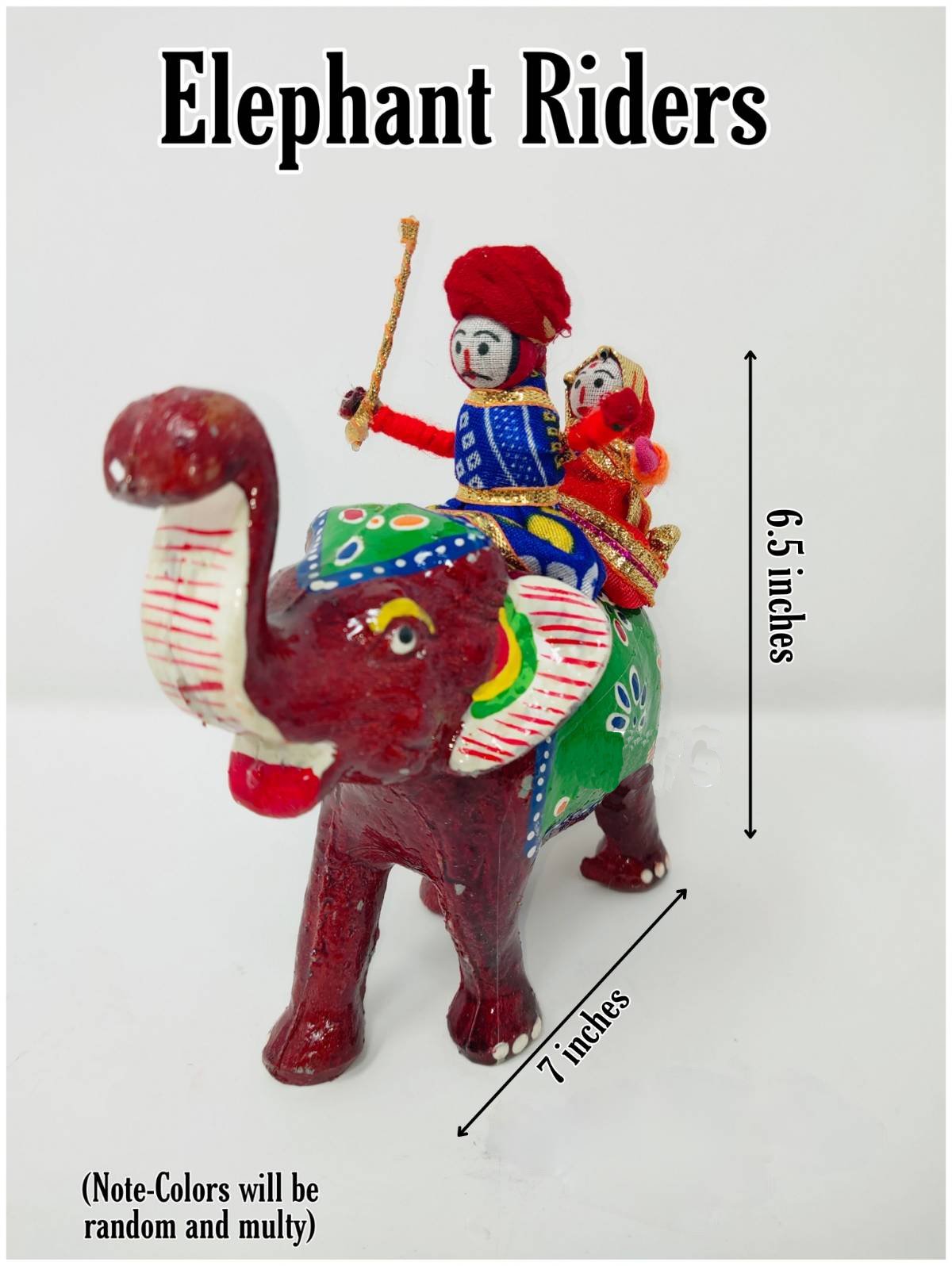 Rajasthani Elephant Riders Doll – Handcrafted Traditional Indian Folk Art - 1 pc