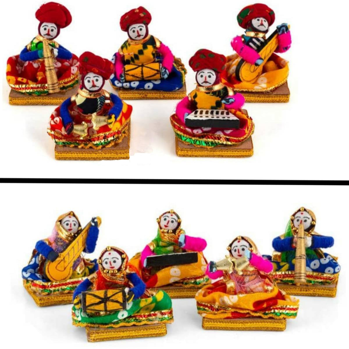 Rajasthani Musician Dolls Set of 10 – Handcrafted Traditional Indian Folk Art