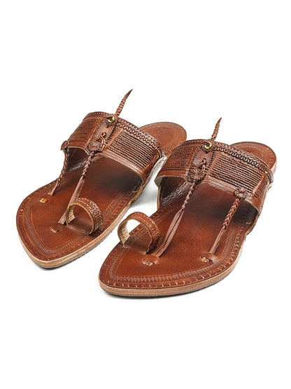 Korakari Authentic Tan Men Kolhapuri Chappal