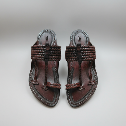 The String Dark Double | Men | Leather Kolhapuri Chappal