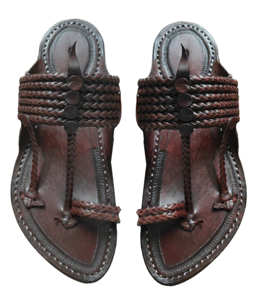 The String Dark Double Kolhapuri Chappal