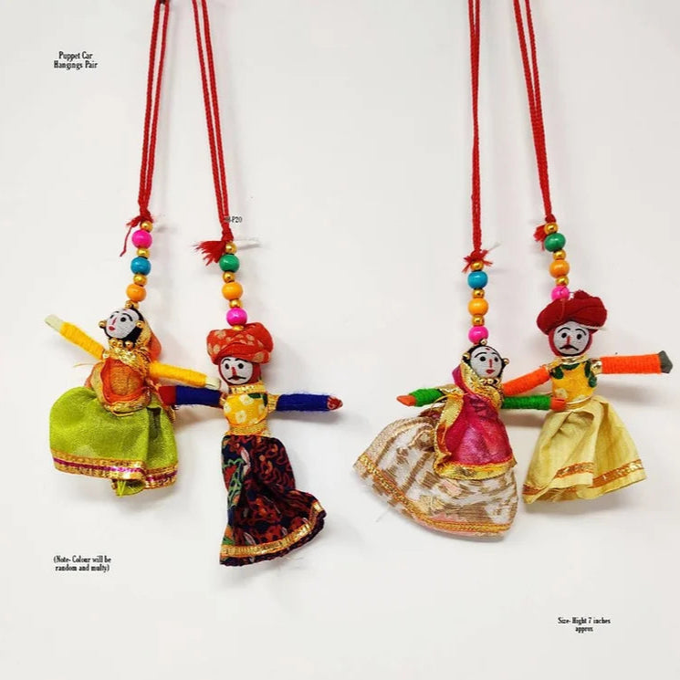 Rajasthani Puppet Car Hanging Pair 1 pc– Handcrafted Traditional Indian Folk Art