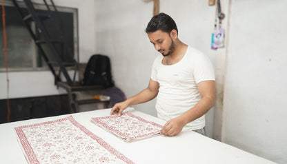 Hand Block-Printed Table Runner & Mat Set