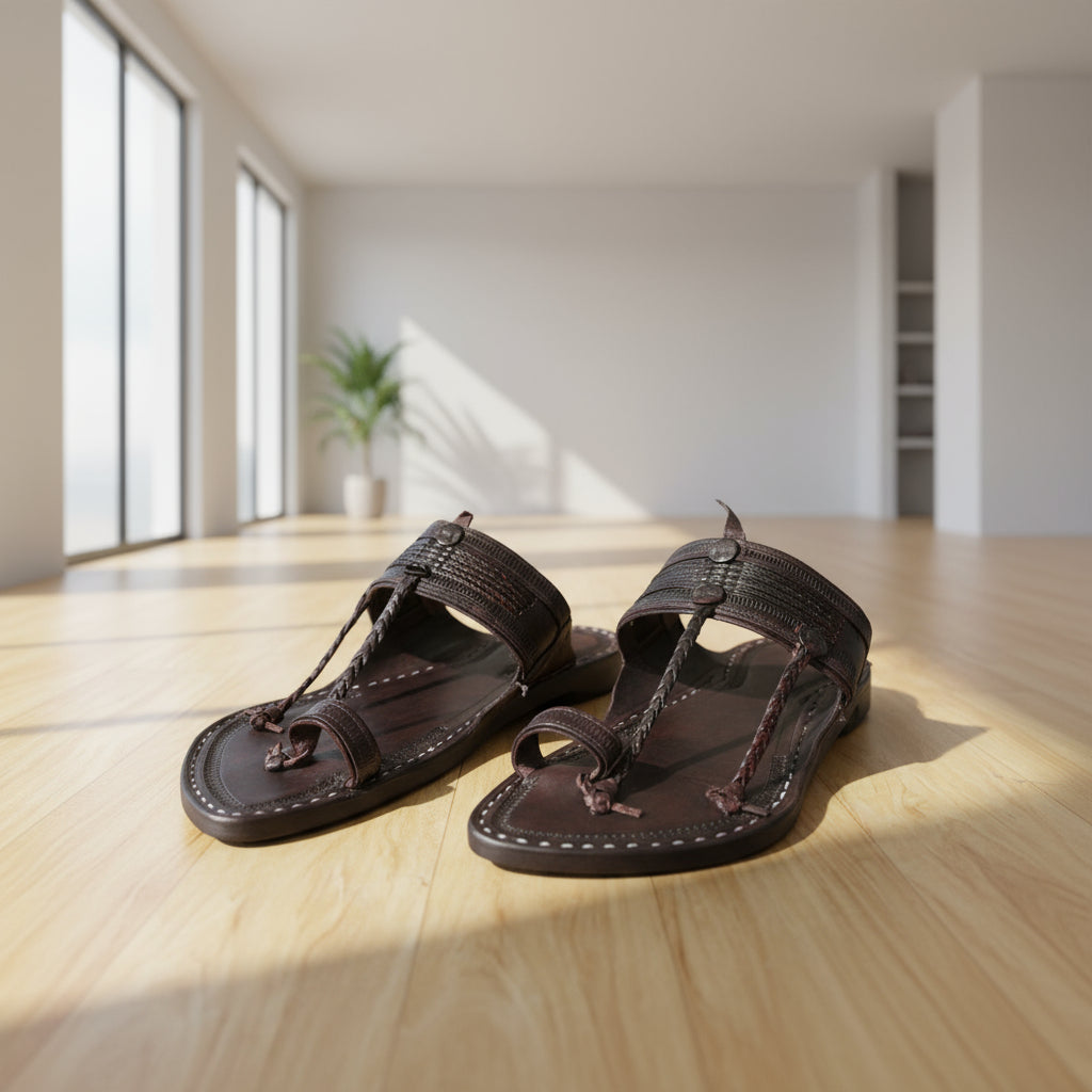 Layr Dark | Men | Leather Kolhapuri Chappal