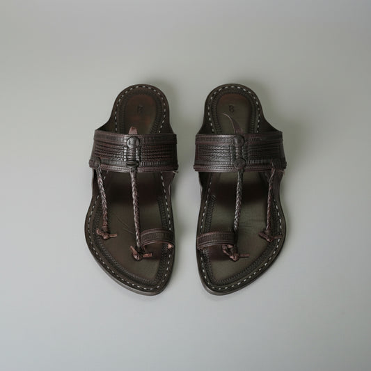 Layr Dark | Men | Leather Kolhapuri Chappal