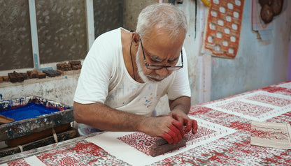 Hand Block-Printed Table Runner & Mat Set