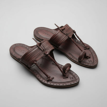 The Karigar Dark | Men | Leather Kolhapuri Chappal