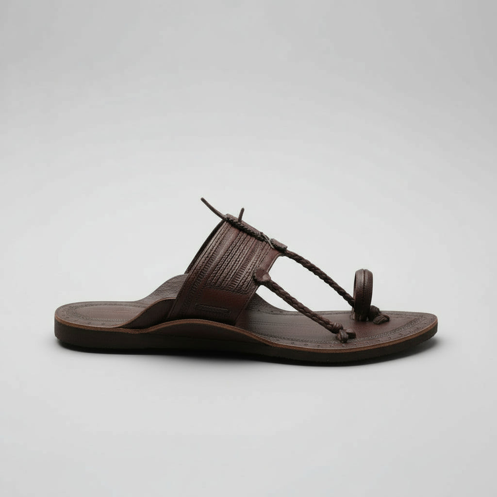 The Karigar Dark | Men | Leather Kolhapuri Chappal