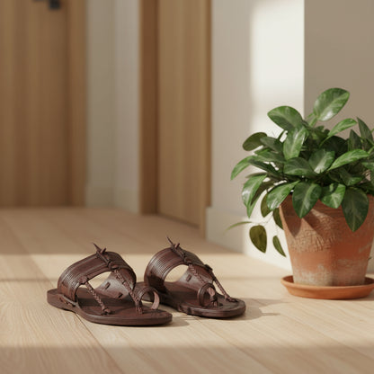 The Karigar Dark | Men | Leather Kolhapuri Chappal