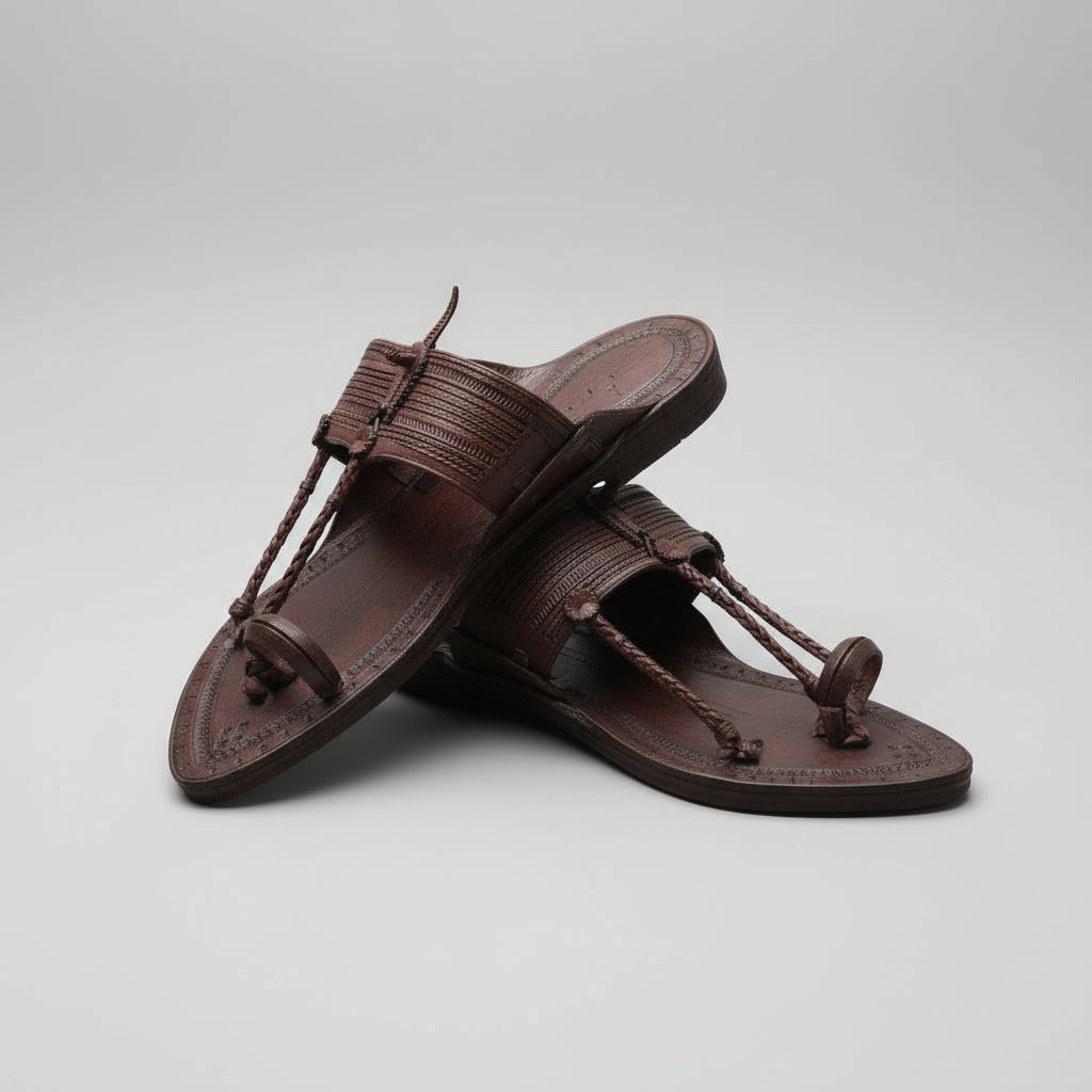 The Karigar Dark | Men | Leather Kolhapuri Chappal