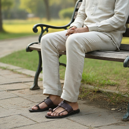 The Karigar Dark | Men | Leather Kolhapuri Chappal