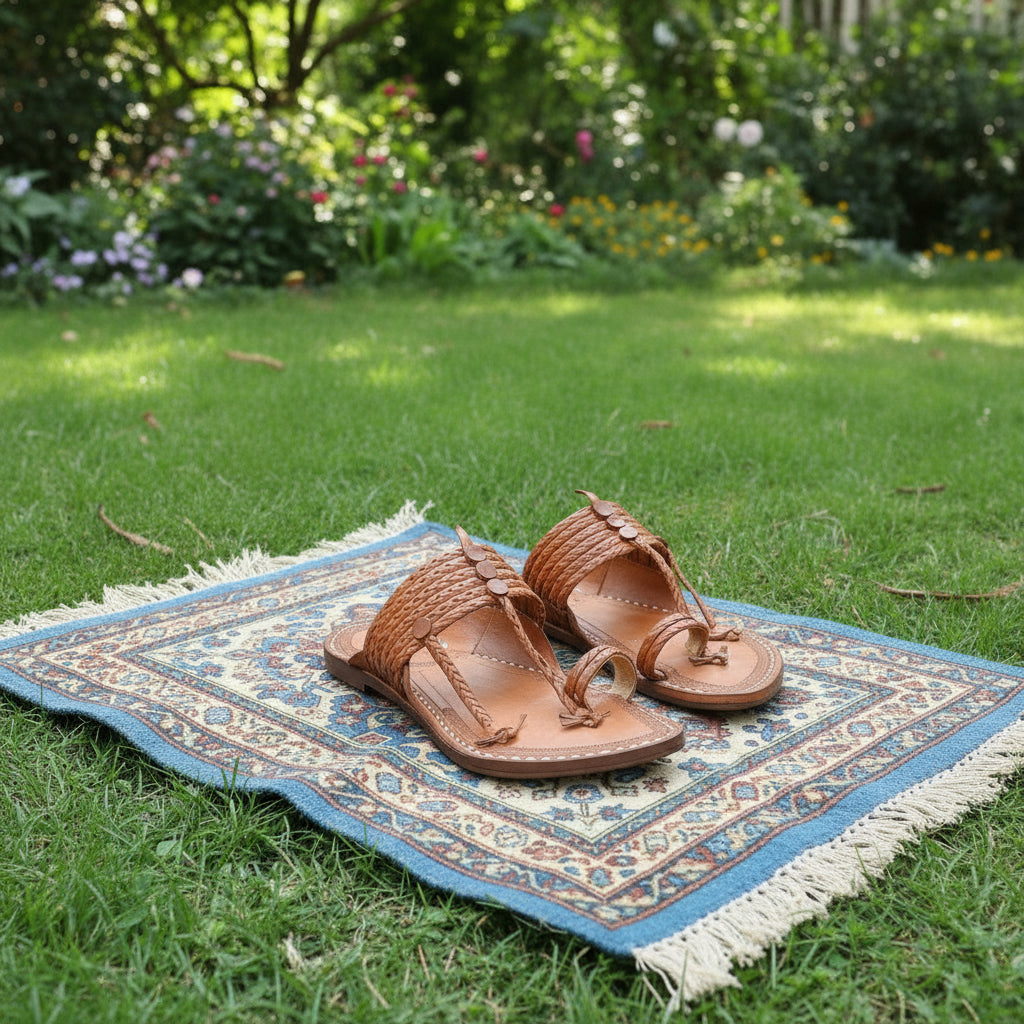 The Double String | Men | Leather Kolhapuri Chappal