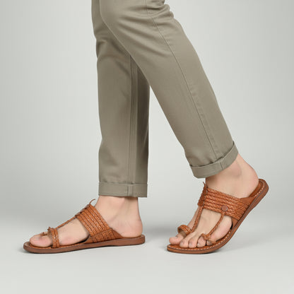 The Double String | Men | Leather Kolhapuri Chappal