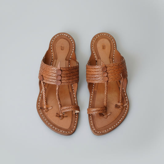 The Double String | Men | Leather Kolhapuri Chappal