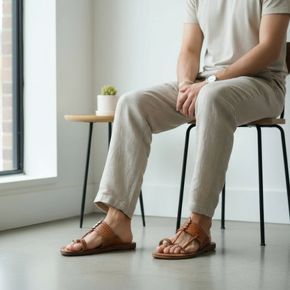 The Double String | Men | Leather Kolhapuri Chappal