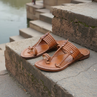 The Double String | Men | Leather Kolhapuri Chappal
