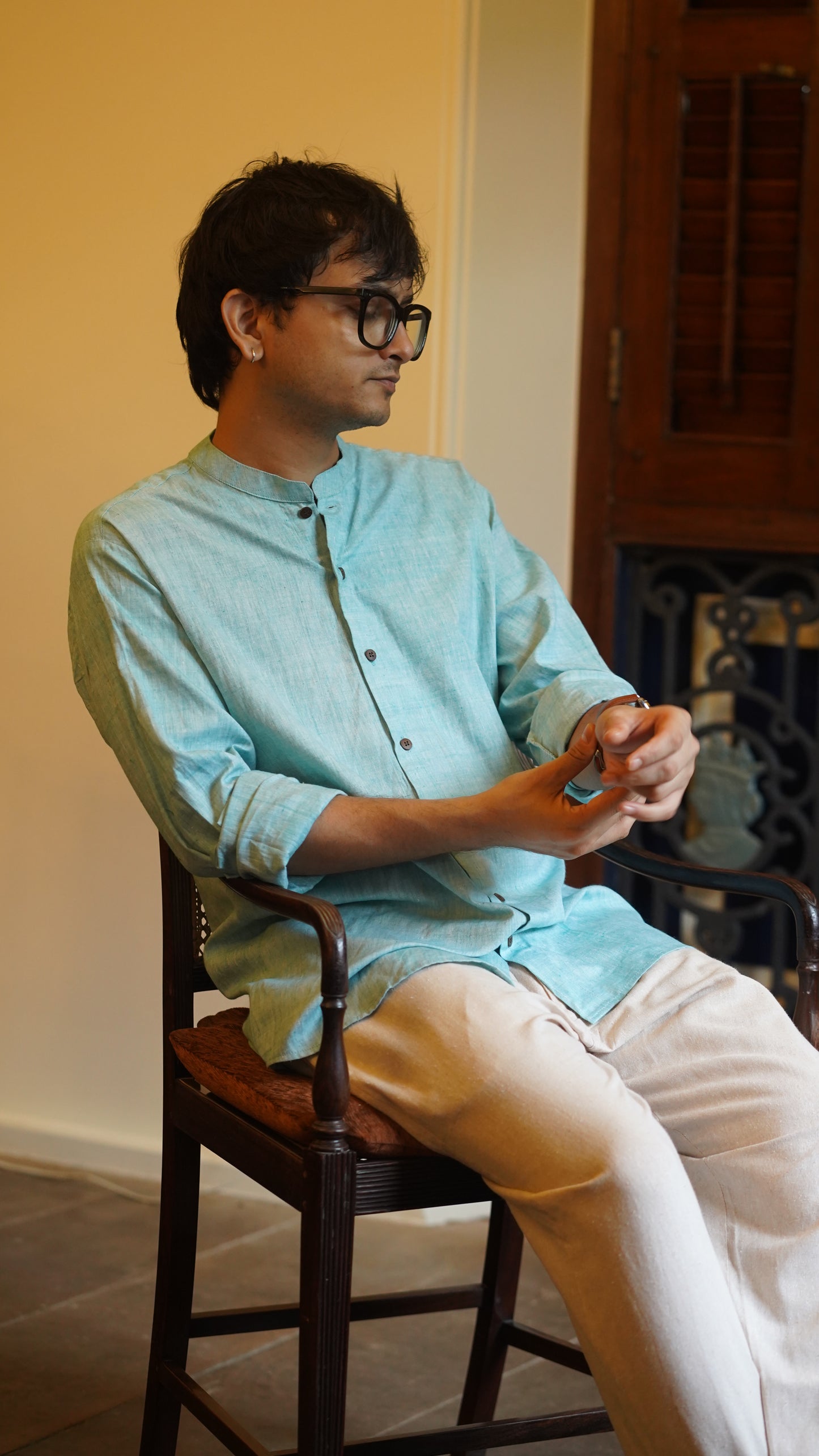 Men’s Pure Khadi Cotton Long Sleeve Shirt: Classic, Breathable & Ethically Made