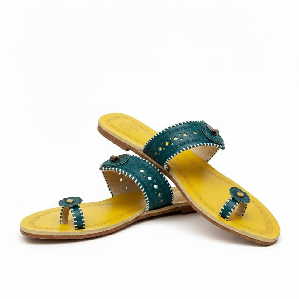 Karagiri Mustard Muse | Women | Leather Kolhapuri Chappal