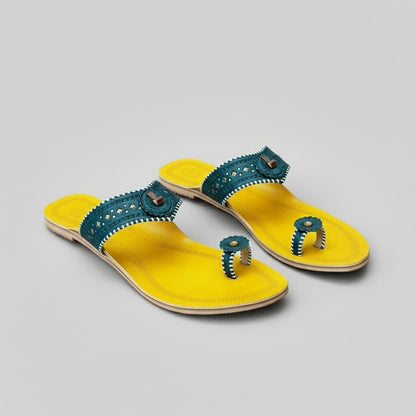 Karagiri Mustard Muse | Women | Leather Kolhapuri Chappal