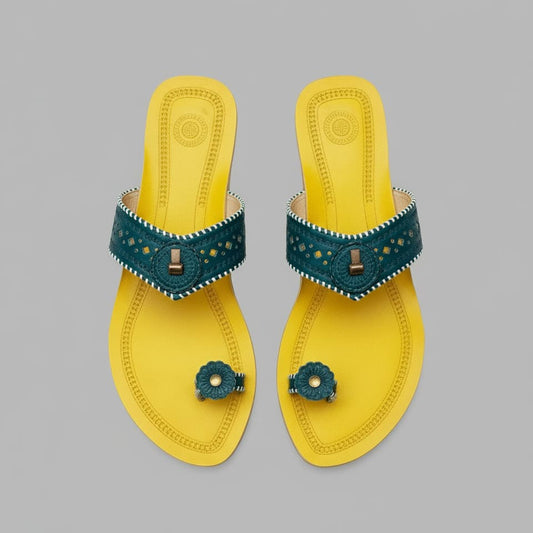 Karagiri Mustard Muse | Women | Leather Kolhapuri Chappal