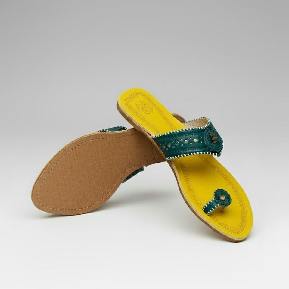 Karagiri Mustard Muse | Women | Leather Kolhapuri Chappal