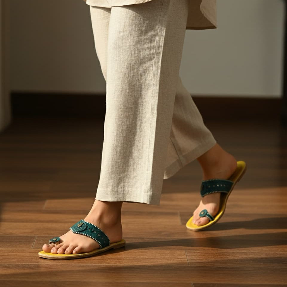 Karagiri Mustard Muse | Women | Leather Kolhapuri Chappal