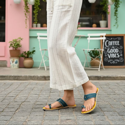 Karagiri Mustard Muse | Women | Leather Kolhapuri Chappal