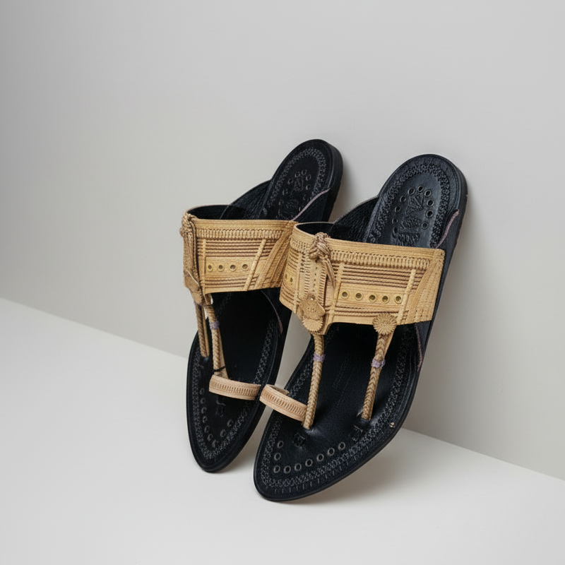Karagiri  Mukut | Men | Leather Kolhapuri Chappal