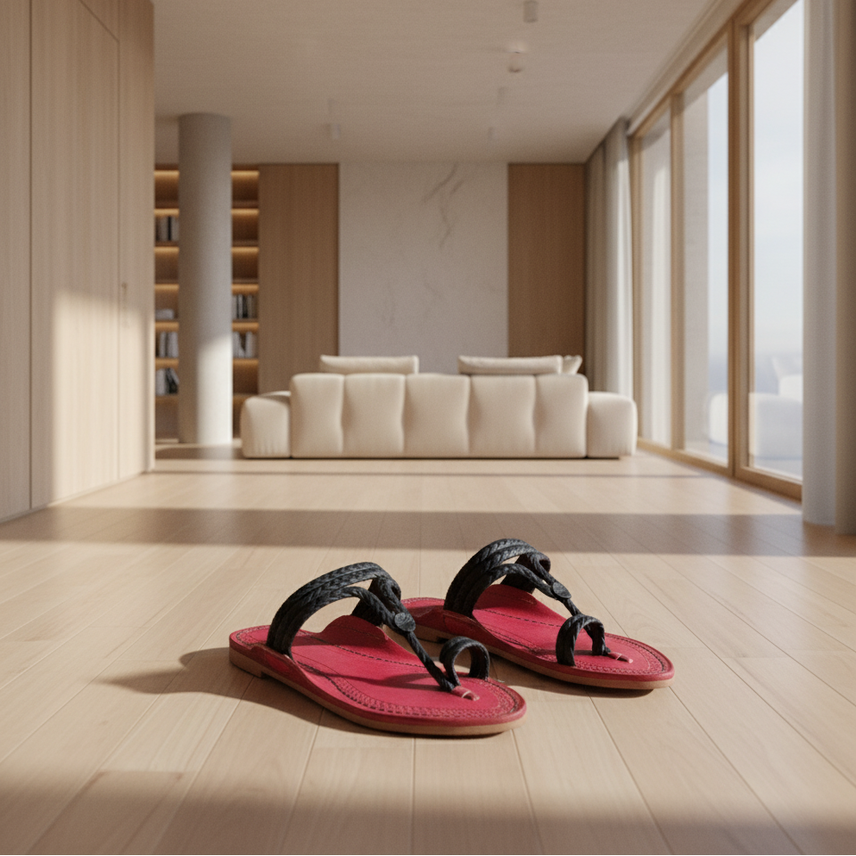 Karagiri Scarlet Braided Flats| Kharigari | Women | Leather Kolhapuri Chappal