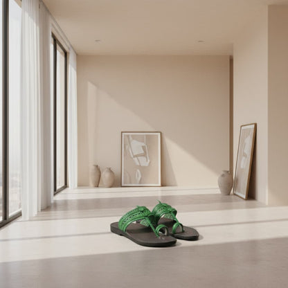 Karagiri  Green Fold | Women | Leather Kolhapuri Chappal