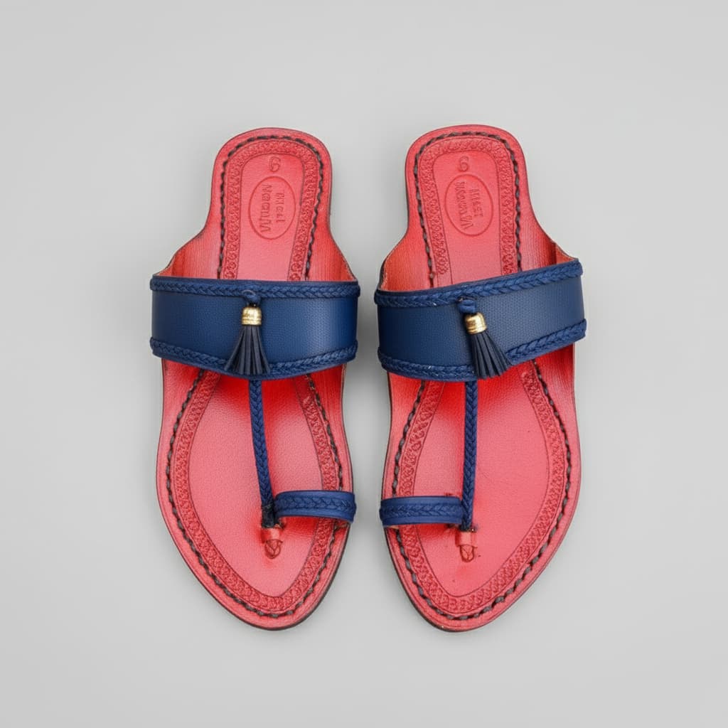 Karagiri Blue Brun | Women | Leather Kolhapuri Chappal