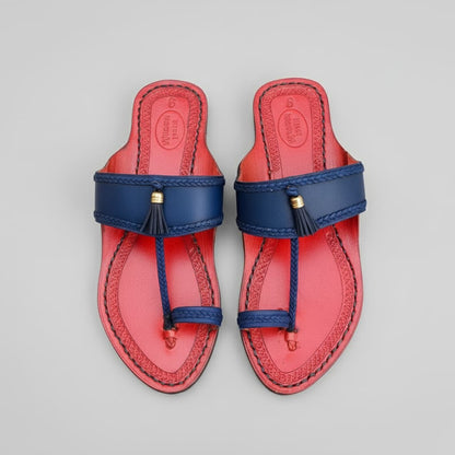 Karagiri Blue Brun | Women | Leather Kolhapuri Chappal