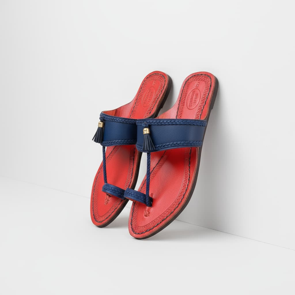 Karagiri Blue Brun | Women | Leather Kolhapuri Chappal