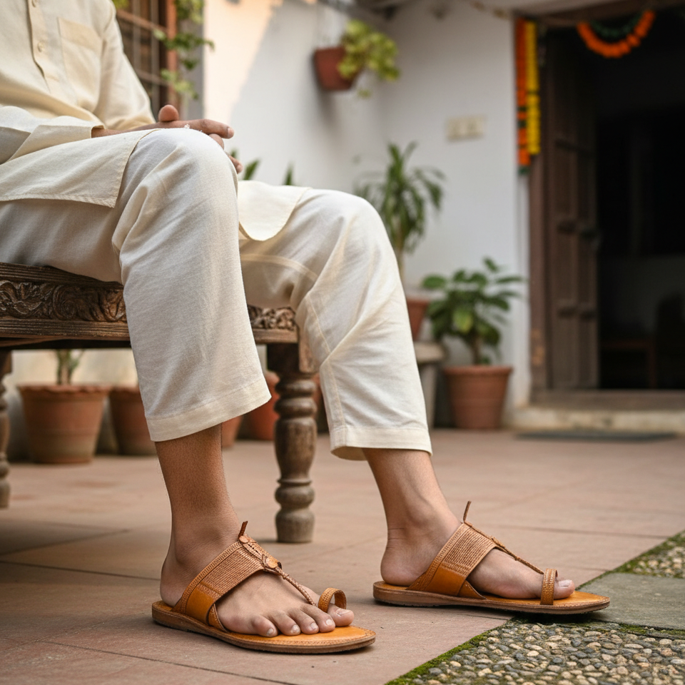 Karagiri  Divya | Men | Leather Kolhapuri Chappal