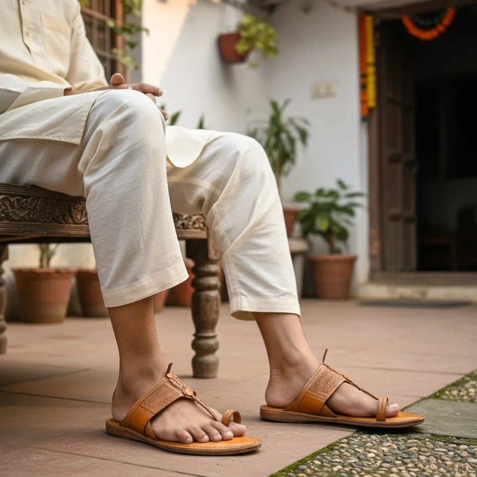 Karagiri  Divya | Men | Leather Kolhapuri Chappal