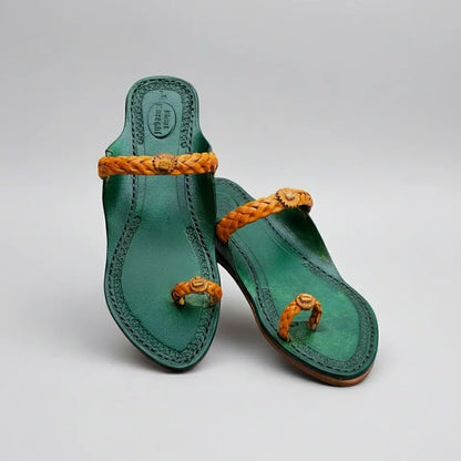 Karagiri Tej Men + Karagiri Liva Women | Leather Kolhapuri Chappal