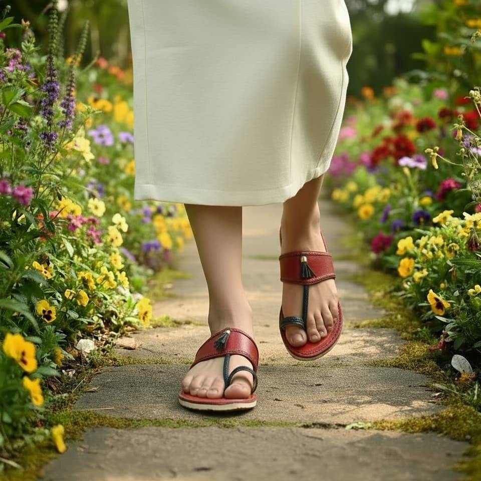 Karagiri Agnya | Women | Leather Kolhapuri Chappal