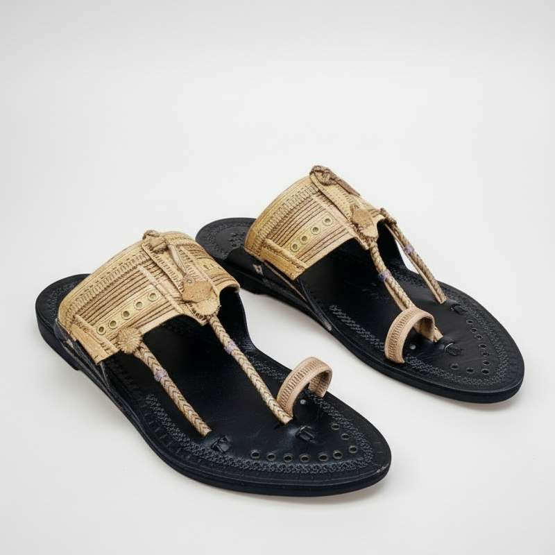 Karagiri  Mukut | Men | Leather Kolhapuri Chappal