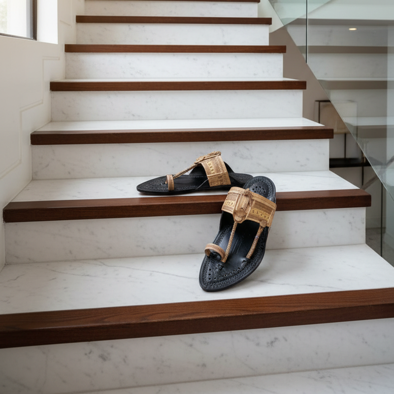 Karagiri  Mukut | Men | Leather Kolhapuri Chappal