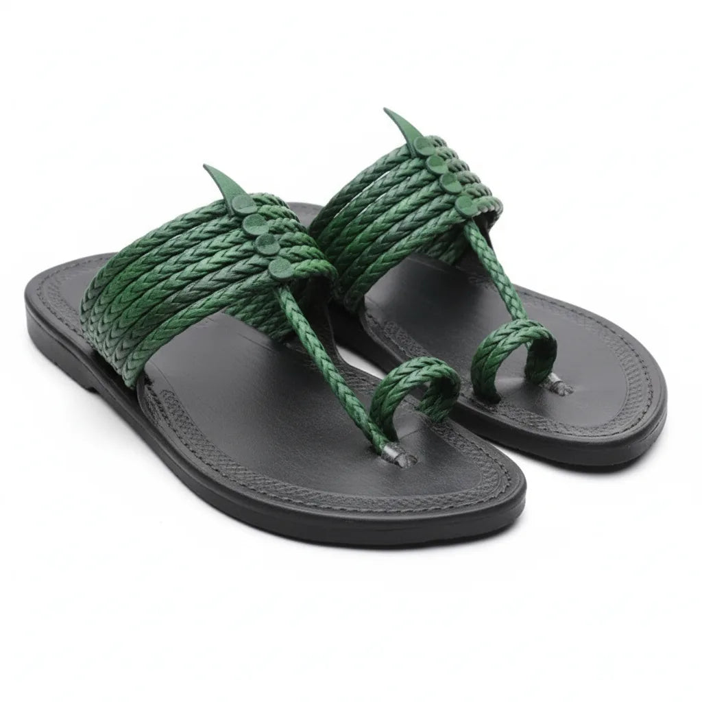 Karagiri Kolhapuri Chappal for Men | The String - Green
