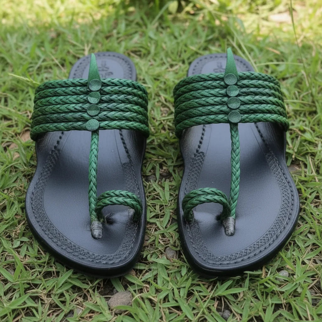 Karagiri Kolhapuri Chappal for Men | The String - Green