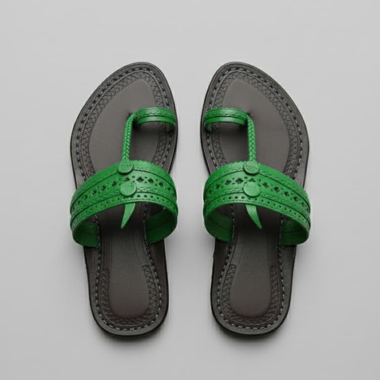 Karagiri  Green Fold | Women | Leather Kolhapuri Chappal